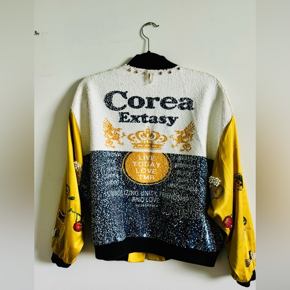 YOHANIX souvenir beads&spangle yellow jacket, s size - Picture 10 of 13